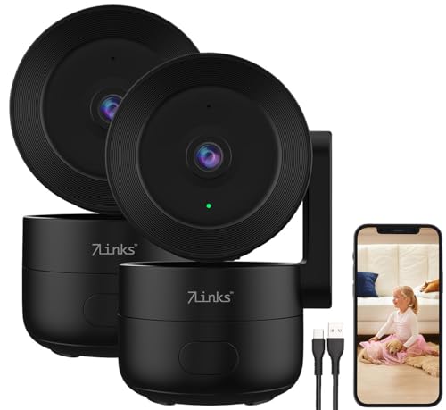 7links Kamera 2K: 2er-Set WLAN-2K-Überwachungskamera, Pan/Tilt, Tracking, Sirene (Überwachungskamera Indoor, Elesion, Funk Bewegungsmelder) von 7links