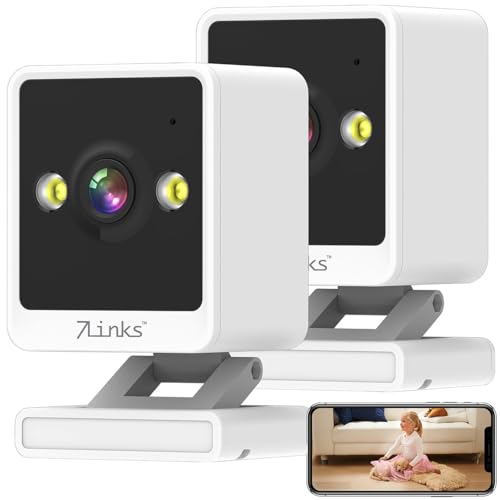 7links Netzwerk Kamera: 2er-Set Mini-IP-Kamera, 2K, farbige & IR-Nachtsicht, microSD-Slot (Überwachungskamera innen WLAN, WLAN-Kamera mit Bewegungsmelder, Indoor) von 7links