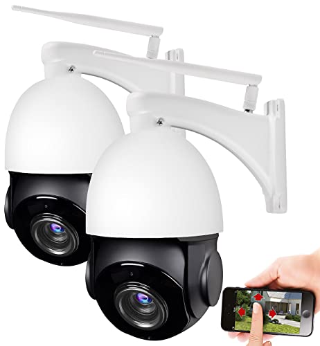 7links Kamera mit Alarmanlage: 2er-Set PTZ-IP-Überwachungskameras mit 2K, 18x-Zoom, WLAN, App, 360° (PTZ IP-Überwachungskamera, PTZ Kamera Zoom) von 7links