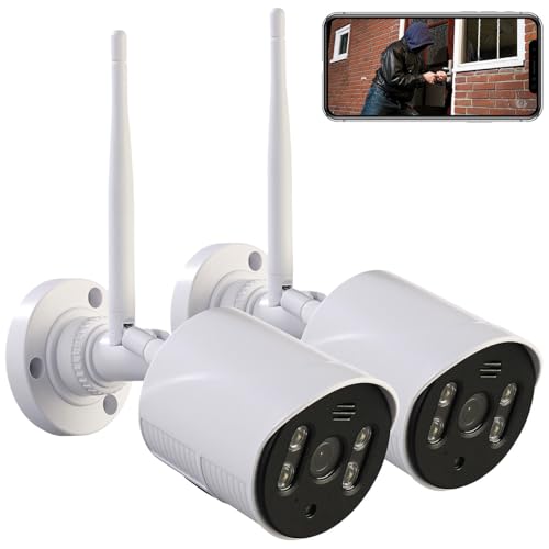 7links WLAN Outdoor Kamera: 2er-Set WLAN-IP-Kameras mit Full HD, Dual-Nachtsicht, App, LAN, IP65 (Aussencamera, Nachtsicht-Überwachungskamera, Funk Bewegungsmelder) von 7links