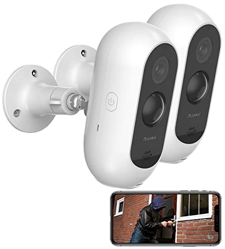 7links Überwachungs-Kameras: 2er-Set Akku-Outdoor-IP-Überwachungskameras, Full HD, WLAN & App (Überwachungskamera Full HD, Kamera Outdoor WiFi, Fernbedienungen) von 7links