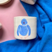 Handgemachte Keramik Blaue Vogel Tasse Meditierend von 7thHouseCeramics