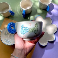 Handgemachte Keramik Mein Blauer Vogel Becher Sicheren Ort von 7thHouseCeramics