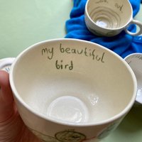 Handgemachte Keramik Mini Schale Mein Kleiner Vogel No.2 von 7thHouseCeramics
