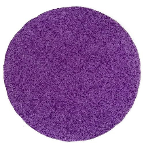 8-Natur Neu Rundes Stuhlkissen Filz lila violett aus 100% Merinofilz - Polster Sitzkissen mit ca. 35 cm Durchmesser für Stühle, Bänke und als Auflage von 8-Natur