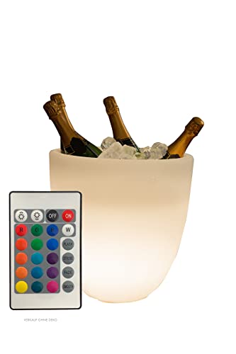 8 seasons design Shining Curvy Cooler LED-Flaschenkühler Ø 39cm, (Weiß), mit Farbwechsler (15 Farben), XL Sekt + Weinkühler für 4-5 große Flaschen, Getränkekühler, für Party + Hochzeit von 8 seasons