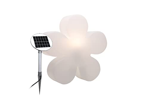 8 seasons design Shining Flower Solar Deko-Lampe Blume Ø 40cm (Weiß), inkl. Solarmodul und LED-Leuchtmittel in warmweiß, als Indoor- & Outdoor Deko, Kinderzimmer, Nachttischlampe von 8 seasons