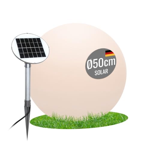 8 seasons design Shining Globe Solar-Kugel-Leuchte Ø 50cm, weiß, inkl. Solarmodul und LED-Leuchtmittel in warmweiß, Solarlampe für außen und innen von 8 seasons