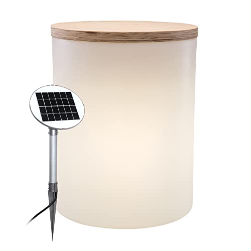 8 seasons design Shining Drum Solar LED-Zylinder Hocker Tisch Flaschenkühler Pflanztopf (Ø 37cm, Höhe: 45cm) Weiß, inkl. Solarmodul und Leuchtmittel in warmweiß, inkl. Deckel, Indoor & Outdoor von 8 seasons