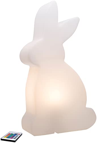 8 seasons design| LED Deko Hase Shining Rabbit (50 cm groß, RGB Farbwechsel, dimmbar, Garten, Vorgarten, Terrasse, Balkon, Wohnzimmer, Kinderzimmer) weiß von 8 seasons