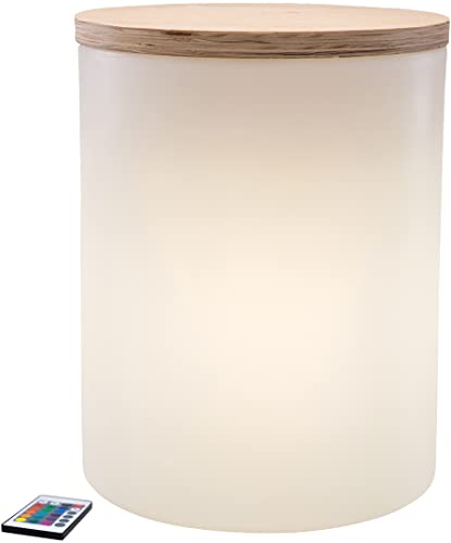 8 seasons design Shining Drum LED-Zylinder Hocker Tisch Flaschenkühler Pflanztopf (Ø 37cm, Höhe: 45cm) Weiß, mit Farbwechsler (15 Farben), inkl. Leuchtmittel und Deckel, Indoor & Outdoor von 8 seasons