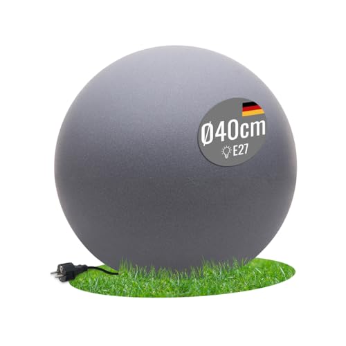 8 seasons design LED Kugelleuchte 40 cm, Shining Globe (grau), E27, Leuchtmittel warmweiß – wetterfest – Kugellampe für außen (Garten, Terrasse, Balkon) und innen – robust & langlebig von 8 seasons