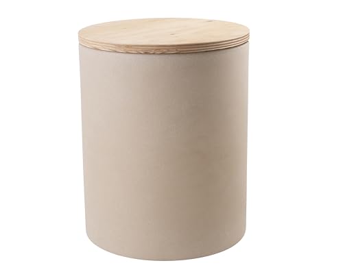 8 seasons design Beistelltisch Garten Solar 45 cm, Shining Drum (sand), LED warmweiß, Dämmerungssensor – wetterfest – für außen, inkl. Holz-Deckel – Pflanzentopf, Getränkekühler von 8 seasons