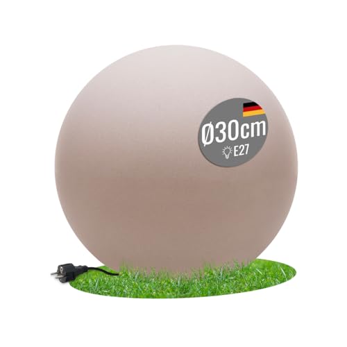 8 seasons design LED Kugelleuchte 30 cm Shining Globe (sand), E27, Leuchtmittel warmweiß – wetterfest – Kugellampe für außen (Garten, Terrasse, Balkon) und innen – robust & langlebig von 8 seasons
