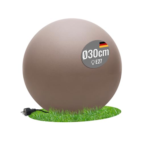 8 seasons design LED Kugelleuchte 30 cm Shining Globe (taupe), E27, Leuchtmittel warmweiß – wetterfest – Kugellampe für außen (Garten, Terrasse, Balkon) und innen – robust & langlebig von 8 seasons