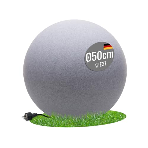 8 seasons design LED Kugelleuchte 50 cm Shining Globe (stone), E27, Leuchtmittel warmweiß – wetterfest – große Kugellampe für außen (Garten, Terrasse, Balkon) und innen – robust & langlebig von 8 seasons