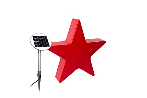8 seasons design | LED Solargartenleuchte Stern Shining Star (Ø 80 cm, Dämmerungssensor, externes Panel, UV- und frostbeständig, Garten, Terrasse, Balkon) rot von 8 seasons