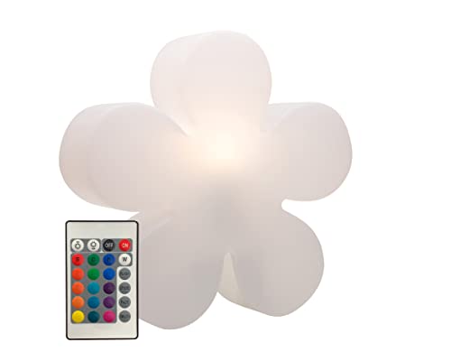 8 seasons design Shining Flower | Deko-Lampe Blume Ø 40cm (Weiß), mit Farbwechsler (15 Farben), inkl. LED-Leuchtmittel, als Indoor- & Outdoor Deko, Kinderzimmer, Nachttischlampe von 8 seasons