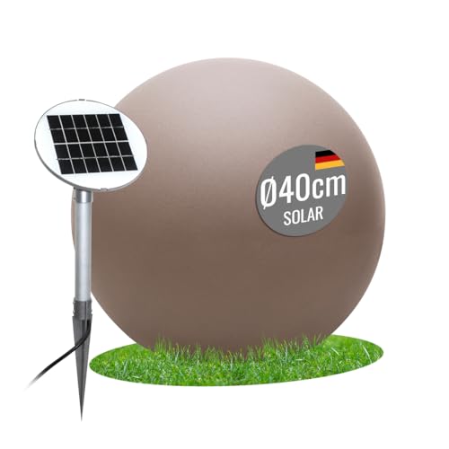 8 seasons design Solar Kugelleuchte 40 cm, Shining Globe (taupe) LED warmweiß, Dämmerungssensor – wetterfest – Solarlampe für außen (Garten, Terrasse, Balkon) – robust & langlebig von 8 seasons