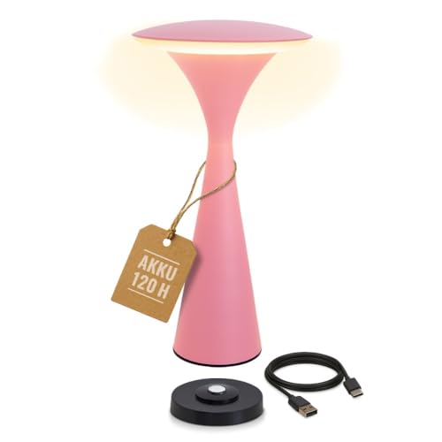8 seasons design Tischlampe kabellos, dimmbar, Outdoor & Indoor - Hello Space - USB Ladestation, 27cm, Aluminium (pink), LED warmweiß bis kaltweiß, Touch Control, Akku Tischleuchte von 8 seasons