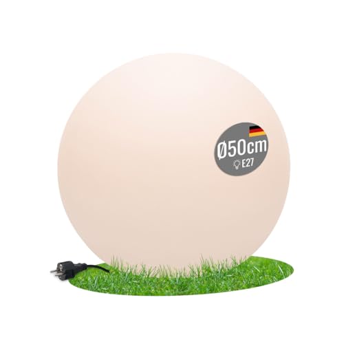 8 seasons design LED Kugelleuchte 50 cm, Shining Globe (weiß), E27, Leuchtmittel warmweiß – wetterfest – große Kugellampe für außen (Garten, Terrasse, Balkon) und innen – robust & langlebig von 8 seasons