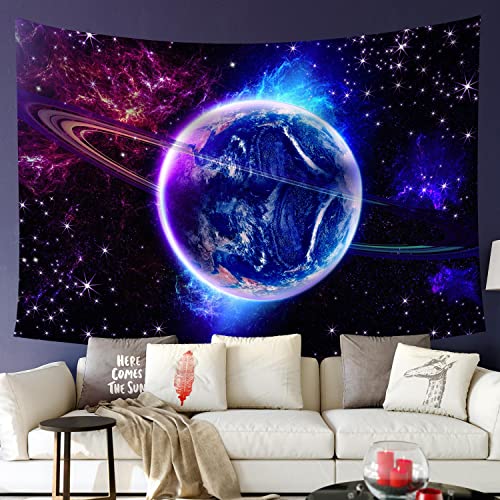 803 Wandteppich Traumplanet Saturn Galaxie Stern Weltraum Fantasie Eis Feuer Galaxie Stern Himmlisches Universum Picknickdecke Weiches Dekoration Strandtuch, Für Picknick, Wohnzimmer, 150x200cm von 803