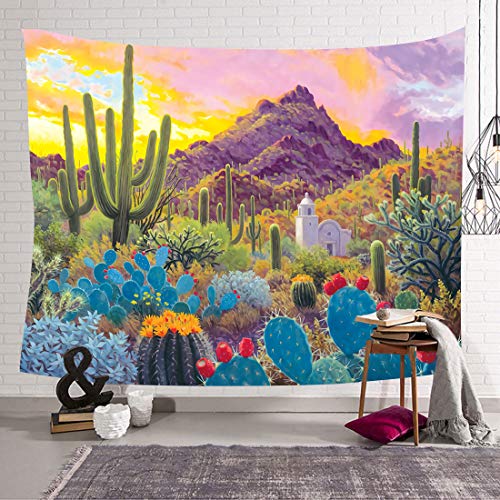 803 Wandteppich Wüsten Kaktus Sonnenuntergang Himmel Berg Mexikanische Fiesta Groß Tischdecke Dekoration Wanddekoration Wandtuch, Für Wohnheim, Schlafzimmer, 150x200cm von 803