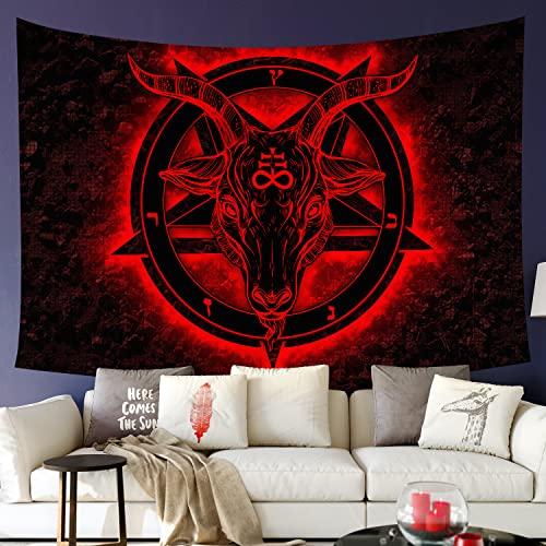 803 Wandteppich Ziege Teufel Dämon Satan Böse Luzifer Gothic Wandbehang Wanddekoration Weiches Wandtuch, Für Wohnzimmer, Wandkunst, 100x150cm von 803