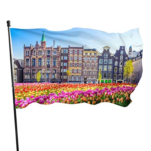 Bannerfahnen Amsterdam Tulips House Niederlande Garten Fahnen Lustige Willkommensflagge Langlebig Saison Flagge, Für Veranda, Feiertage von 803