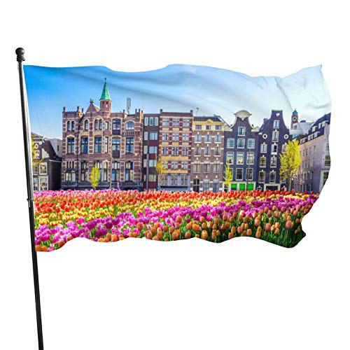 Gartenfahne Amsterdam Tulips House Niederlande Außenbanner Lustige Dekorative Fahnen Durable Gartenflaggen, Für Feiertage, Bauernhaus von 803