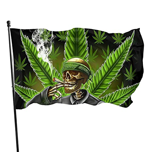 Gartenfahne Grüner Marihuana Blatt Unkraut Schädel Dekorative Fahnen Langlebig Flagge Mit Ösen Verblassen Beständig Außenbanner, Für Partys, Veranda von 803