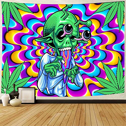 Wandteppich Cooles Alien Trippy Weed Psychedelisch Wandbehang Kunst Dekoration Wand Teppich, Für Party Dekor, Wandkunst, 100x150cm von 803