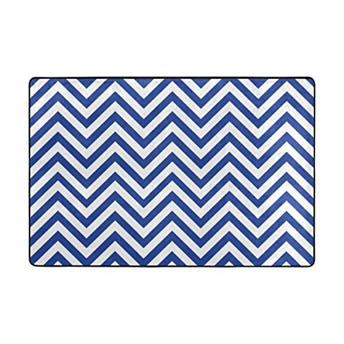 815 Fussmatte Blaues Und Weißes Zickzack Fußmatten Lustige Fußabstreifer Einzigartige Doormat Für Schlafzimmer, Eingang, Außenbereich, 60x91cm von 815