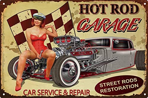 Blechschild Metall Metallschild Retro Dekoschild Für Pub Cafe Garage Hot Rod-Garage-Poster 20x30cm von 831