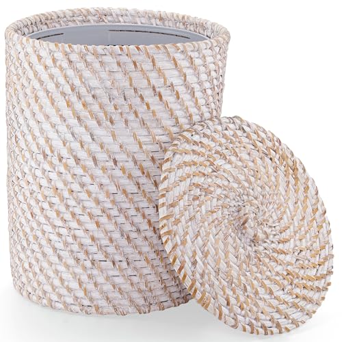 84ECO Weißer Rattan-Mülleimer mit Deckel und Auskleidung von 84ECO