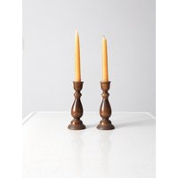 Vintage Korbville Holz Kerzenhalter Paar von 86home