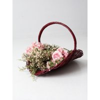 Vintage Bemalter Weiden Blumenkorb von 86home