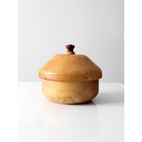 Vintage Handgefertigte Holzschale Mit Deckel von 86home