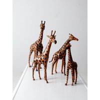 Vintage Leder Giraffe Skulpturen 4-Teilige Sammlung von 86home