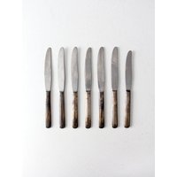 Vintage Silber Teller Messer Set, Sammlung 7 Menümesser von 86home