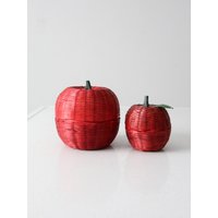 Vintage Wicker Apfelförmige Körbe Paar von 86home