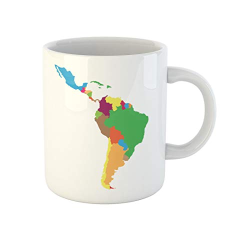 874 Kaffeetassen Karte Lateinamerika-Flagge Abstrakte Umriss-Grenzkartographie-Diagramm Modern Teetassen Personalisiert Becher 330Ml Für Kollegin,Büro,Frauen von 874