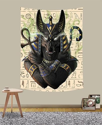 874 Wandteppich Ägyptischer Anubis, Geheimnisvolle Besondere Hieroglyphe Deko Wandbehang Portabel Wandtuch Für Schlafsaal Balkon Schlafzimmer,130X150Cm von 874