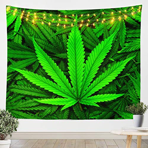 874 Wandteppich Marihuana-Blätter, Cannabis-Blätter Wandtuch Weiches Wandbehang Waschbar Wand Dekoration Für Geschenk Wohnzimmer Schlafzimmer 152x130cm von 874