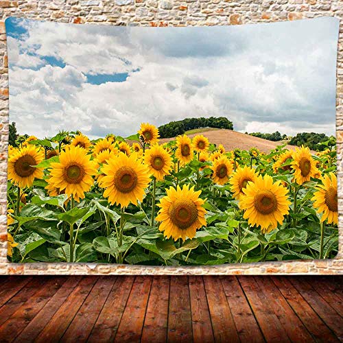874 Wandteppiche Sonnenblumenfeld Deko Wandbehang Chic Wandtuch Für Room Schlafzimmer Apartment,130X150Cm von 874