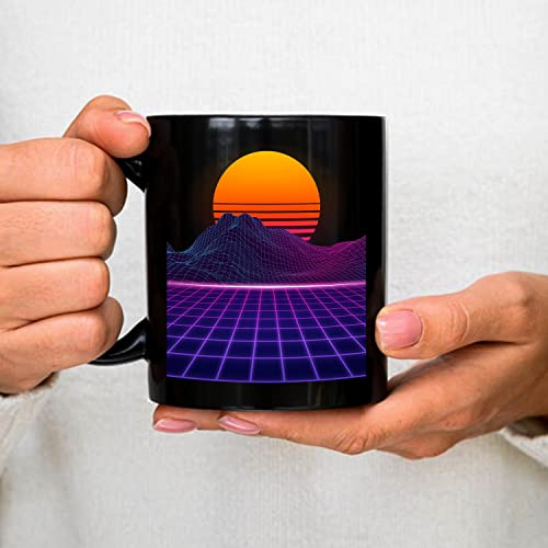 Kaffeebecher Outrun Retrowave Aesthetic 80Er 90Er Retro, Retrowave, Synthwave, Vaporwave, Vintage Sunset Keramik Tasse Einfache ​Kaffee Tasse Retro Geschenk Tasse 330 Ml von 874