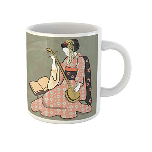 Tasse Geisha Japan Klassische Japanische Frau, Die Uralt Im Zeichnen Und Spielen Ist Mit Großem Henkel Tassen Personalisiert Teetassen 330Ml Für Kaffeeliebhaber,Geschenk,Muttertag von 874