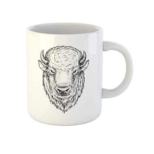 Tasse Gezeichneter Kopf Von Buffalo Face Bison Sketch Ink Keramik Kaffeetasse Modern Kaffeebecher 330Ml Für Geschenk,Kollegin,Muttertag von 874