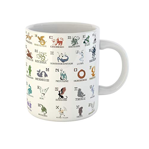 Tasse Griechische Alphabet-Silhouetten Mythischer Kreaturen Mythologie Drache Ouroboros Fun Teetassen Modern Kaffeetasse 330Ml Für Arbeit,Tee,Muttertag von 874