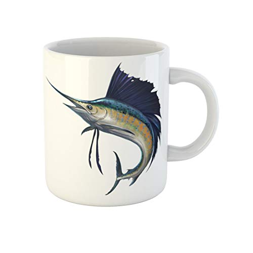 Teetasse Blauer Marlin-Segelfisch Auf Atlantischen Fischen, Die Weiß Springen, Wunderschön Modern Tasse Fun Tassendruck 330Ml Für Kaffeeliebhaber,Geschenk,Männer von 874